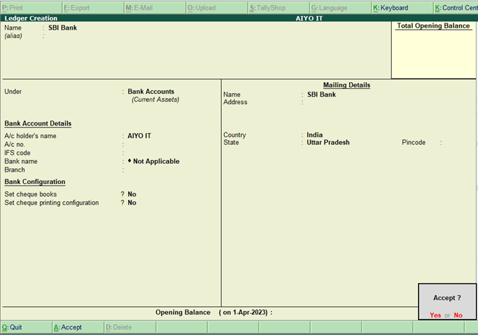 Create Ledger in Tally