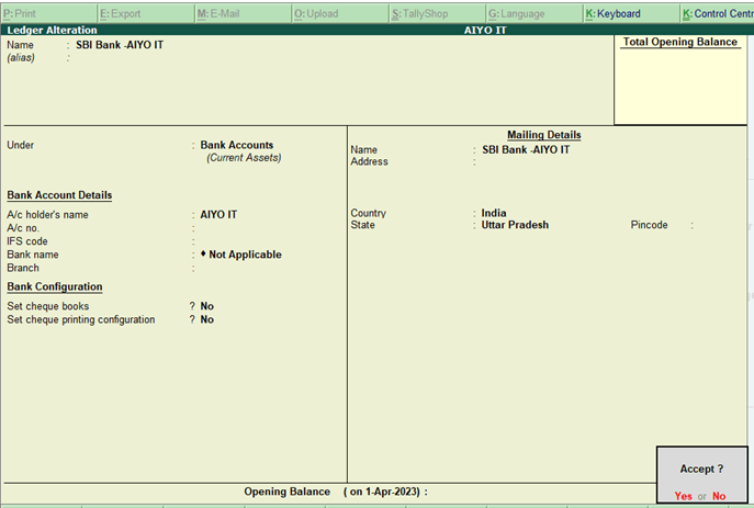 How to Alter Ledger in Tally