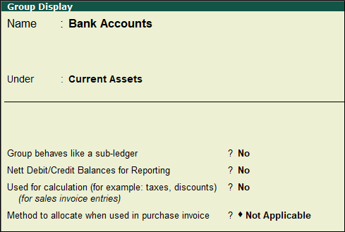 Tally Bank Account Ledger Display Screen