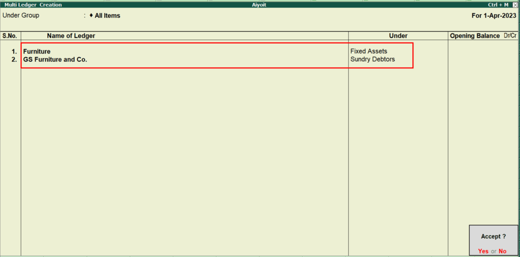 Create Ledger in Tally