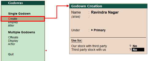 Create Godowns in tally