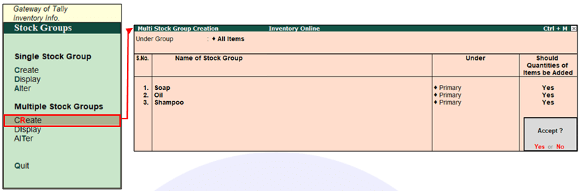 How to Create Multiple Stock Group