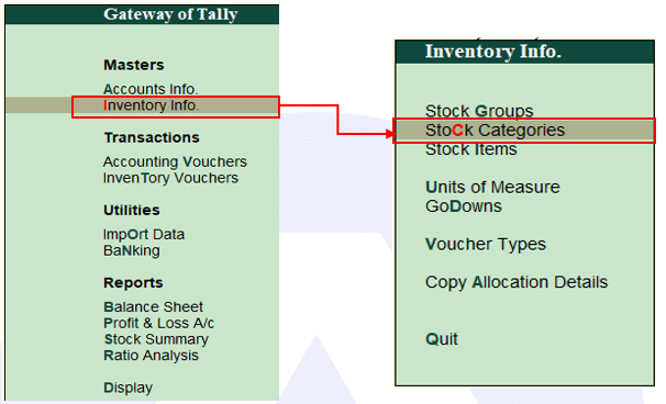 How to Create Stock Categories in tally Erp9