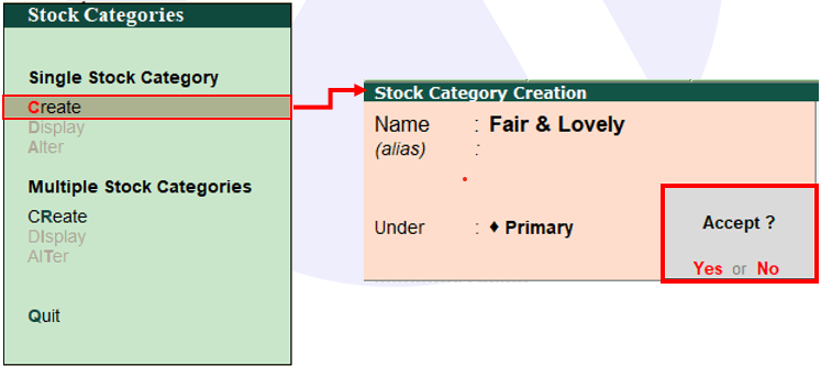 How to Create stock categories in tally